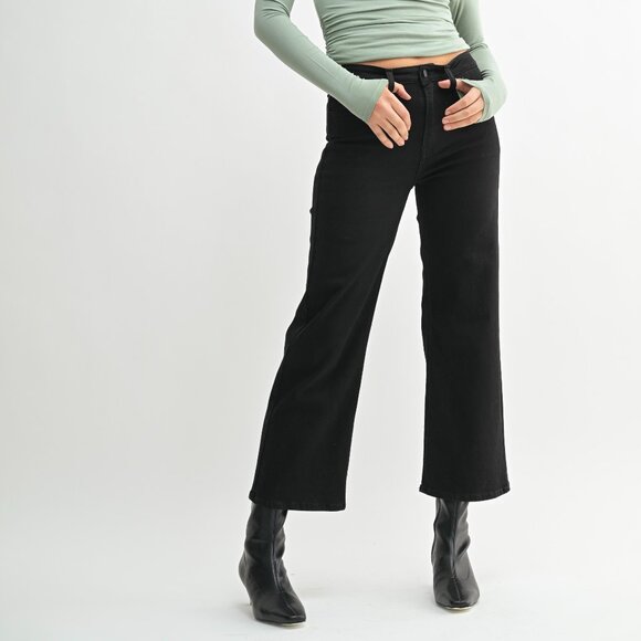 The Wild Clover Denim - JUST USA BLACK SLIM WIDE LEG DENIM JEANS